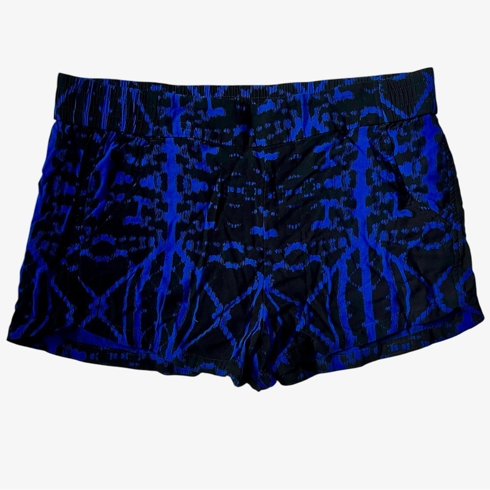 Express Women's Black and Blue High Waist Pocketed Shorts Like New! M